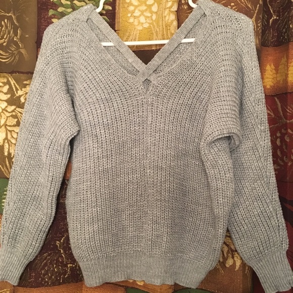 Super cute grey sweater with crisscross back :) - Picture 2 of 5